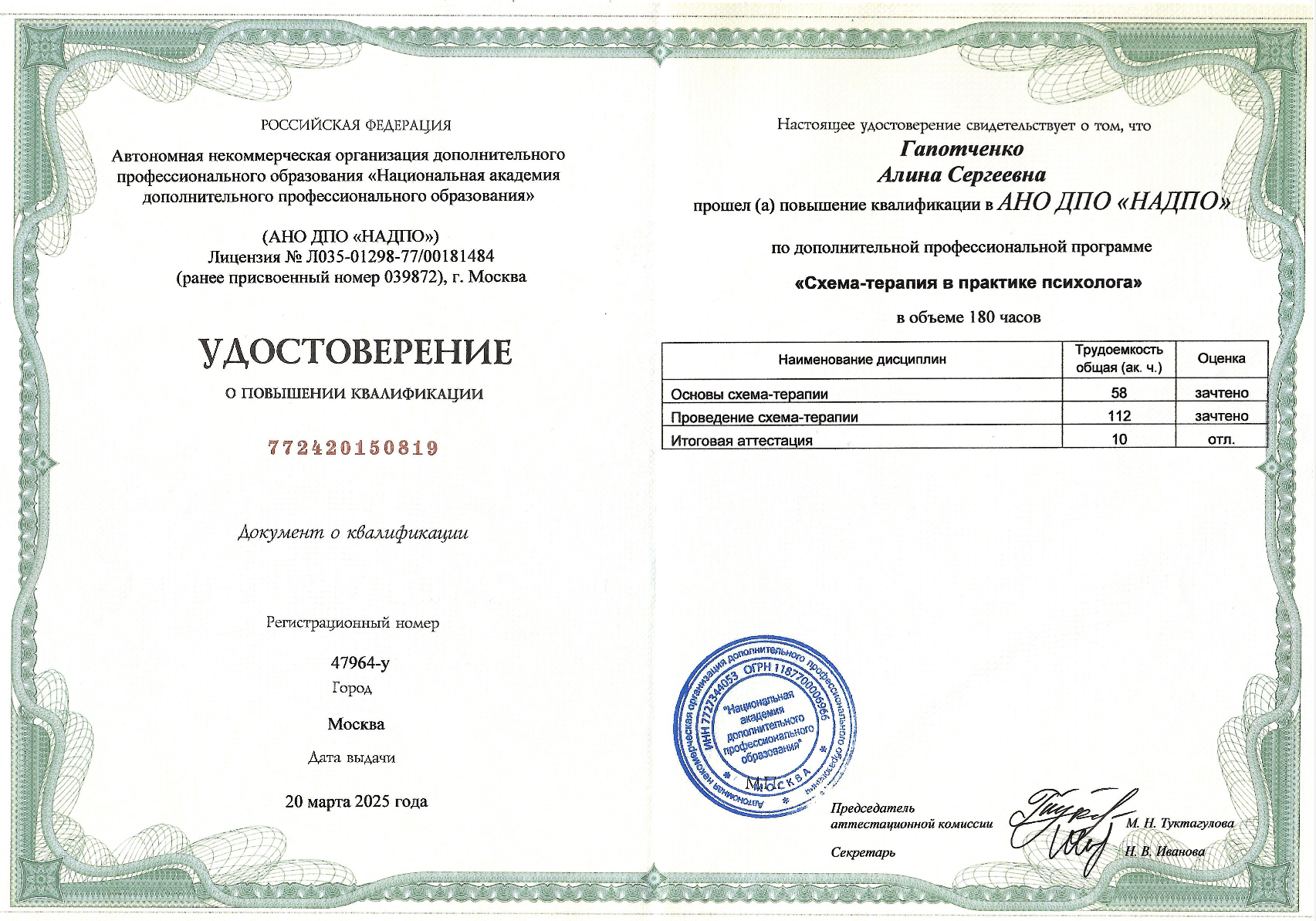 Повышение квалификации: Схема-терапия в практике психолога